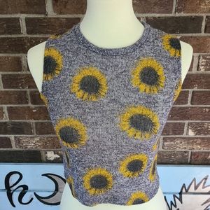 Moon Collection sleeveless sunflower crop top